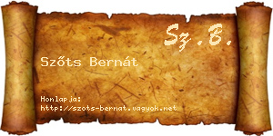 Szőts Bernát névjegykártya